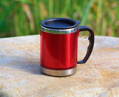 Termo puodelis BasicNature Stainless Steel Beaker MUG, 0.42L, raudonas