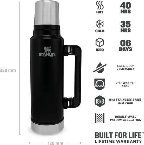Termosas Stanley Classic, 1.4 l | juodos spalvos