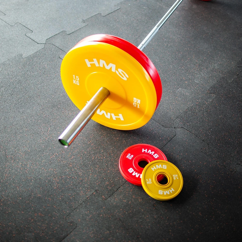 TPP olimpinių techninių svorių diskų rinkinys PE 2 x 1,5–5kg (18 kg) HMS