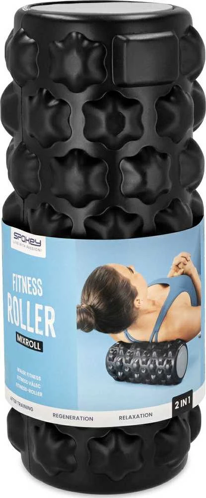 Spokey ROLL 2IN1 Fitness volelis, 33 x 14,5 cm, +1 lygus EVA putų volelis (10 cm), Tamsios pilkos, PU/PVC putos