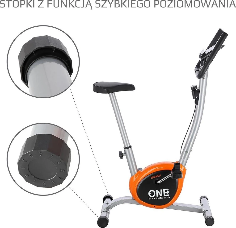 Dviratis treniruoklis One Fitness RW3011 sidabro spalvos-oranžinis