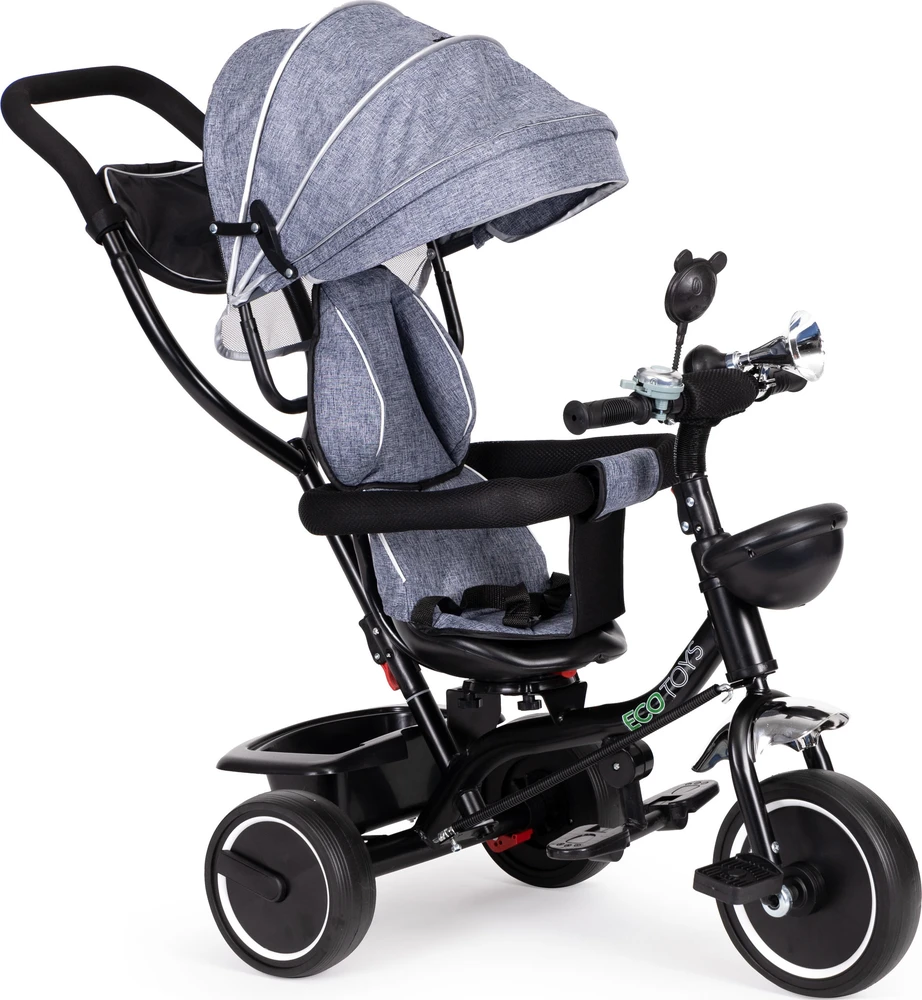 Ecotoys Triratukas su pasukama sėdyne Eco Toys, mėlynas