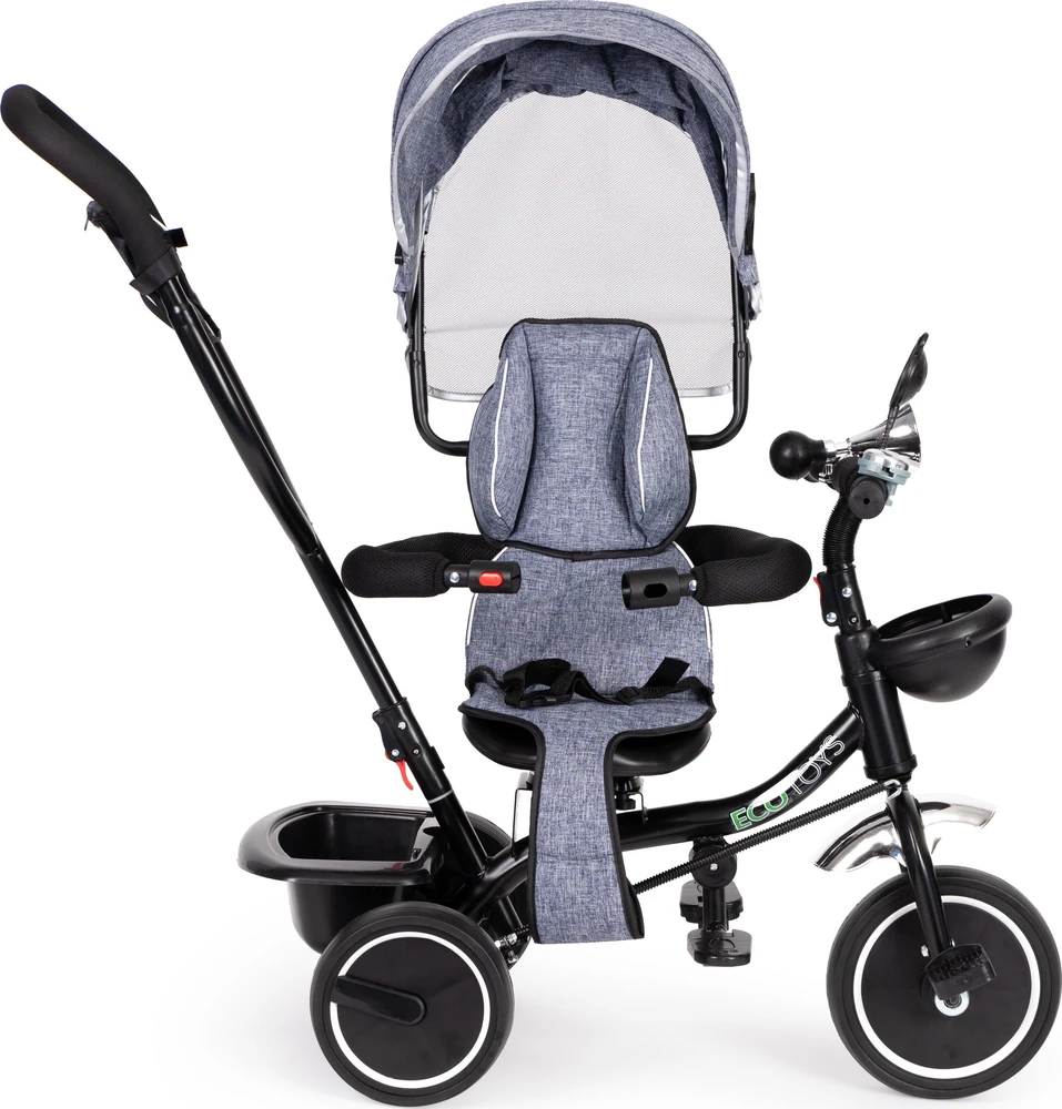 Ecotoys Triratukas su pasukama sėdyne Eco Toys, mėlynas