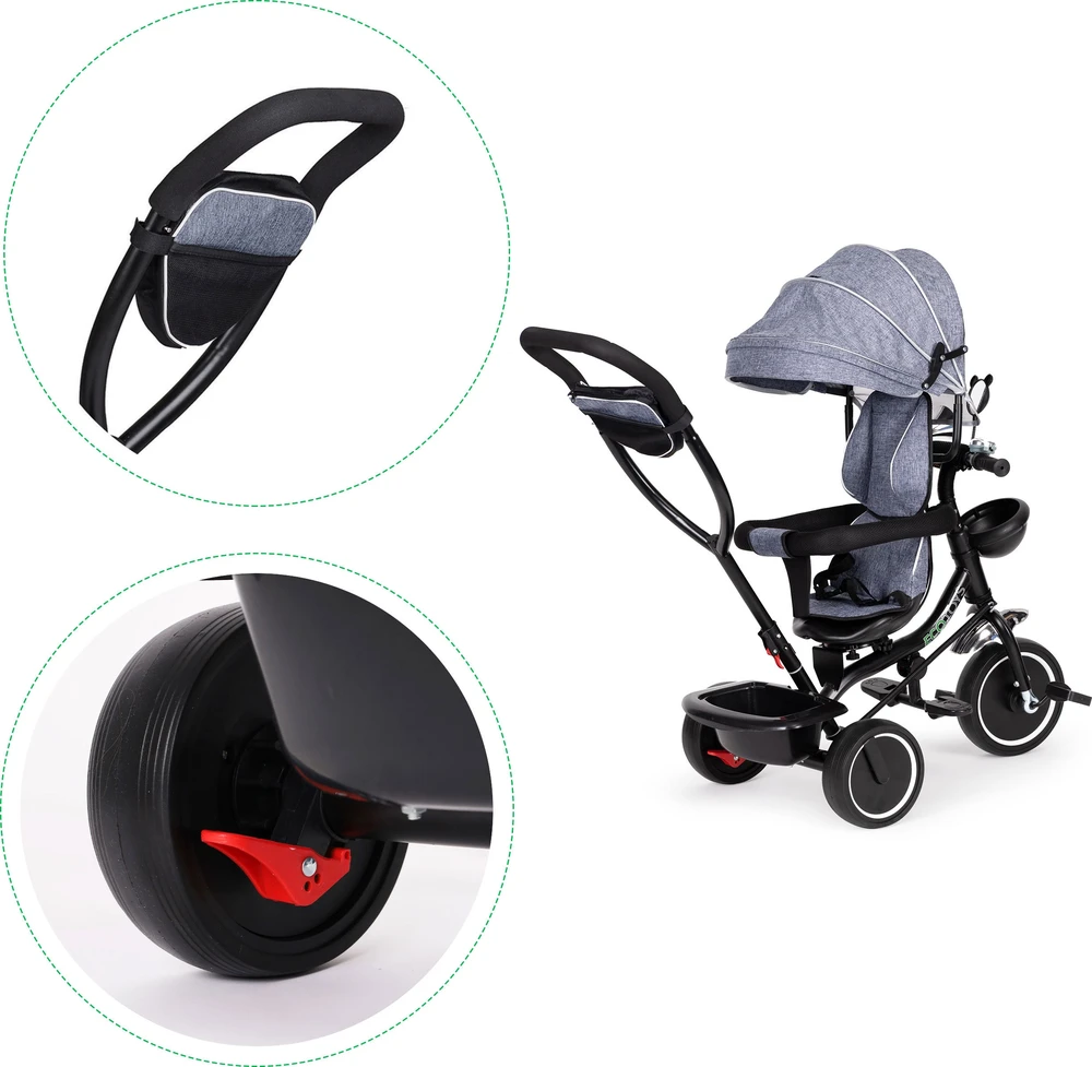 Ecotoys Triratukas su pasukama sėdyne Eco Toys, mėlynas