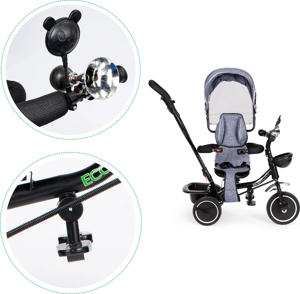 Ecotoys Triratukas su pasukama sėdyne Eco Toys, mėlynas