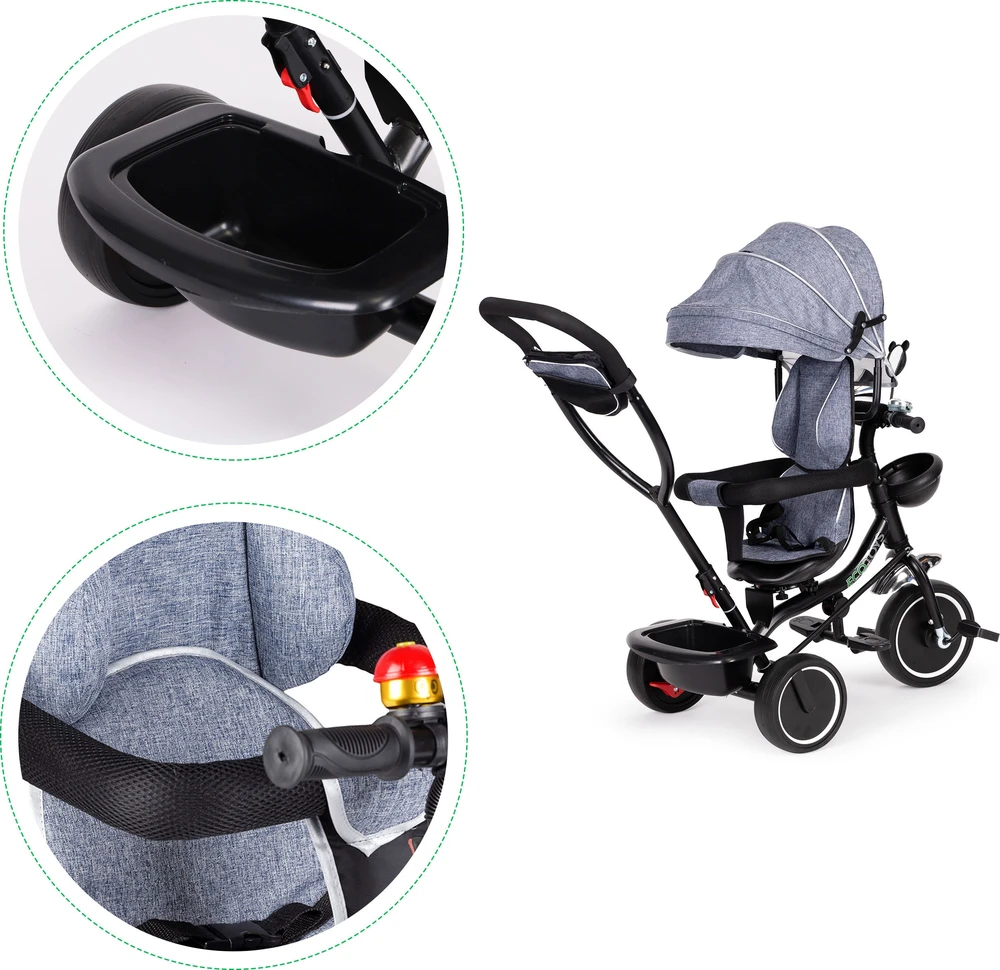 Ecotoys Triratukas su pasukama sėdyne Eco Toys, mėlynas