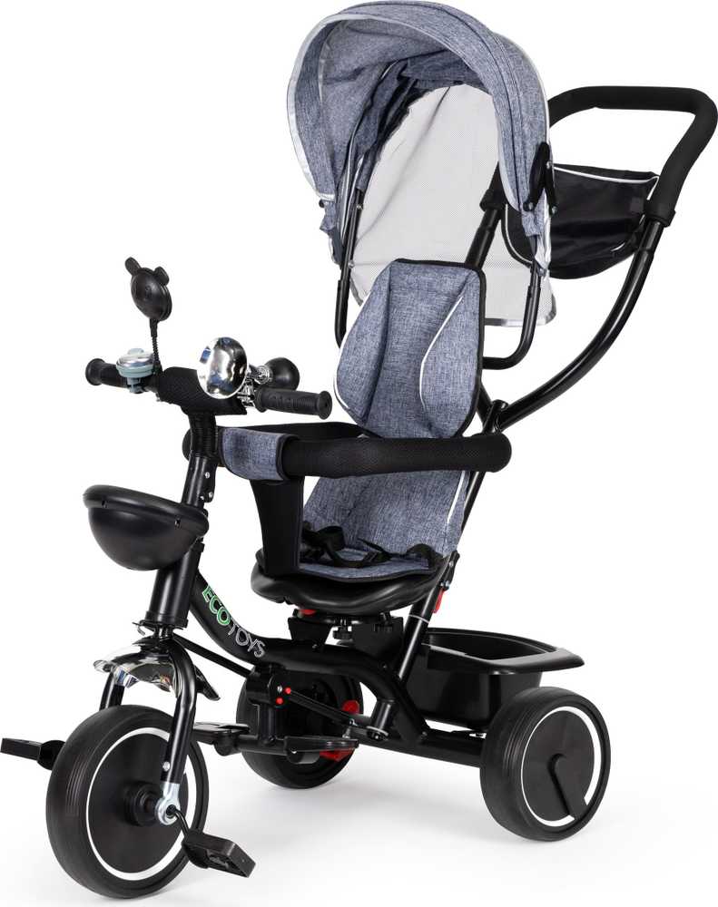 Ecotoys Triratukas su pasukama sėdyne Eco Toys, mėlynas