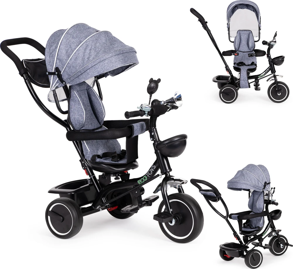 Ecotoys Triratukas su pasukama sėdyne Eco Toys, mėlynas