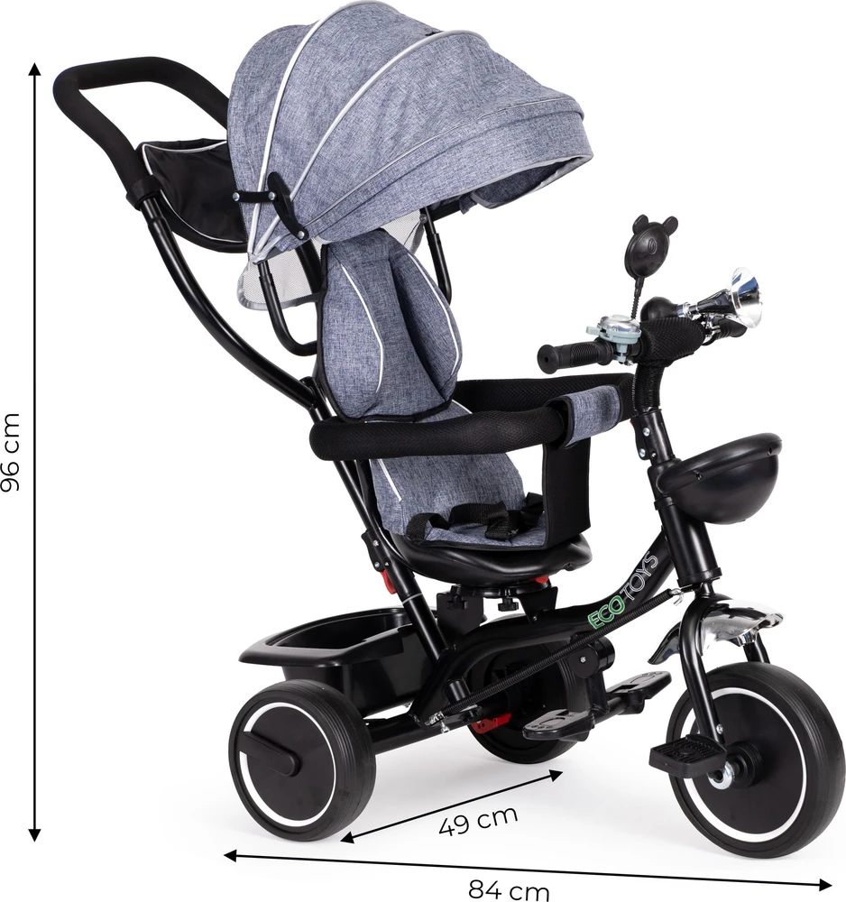 Ecotoys Triratukas su pasukama sėdyne Eco Toys, mėlynas
