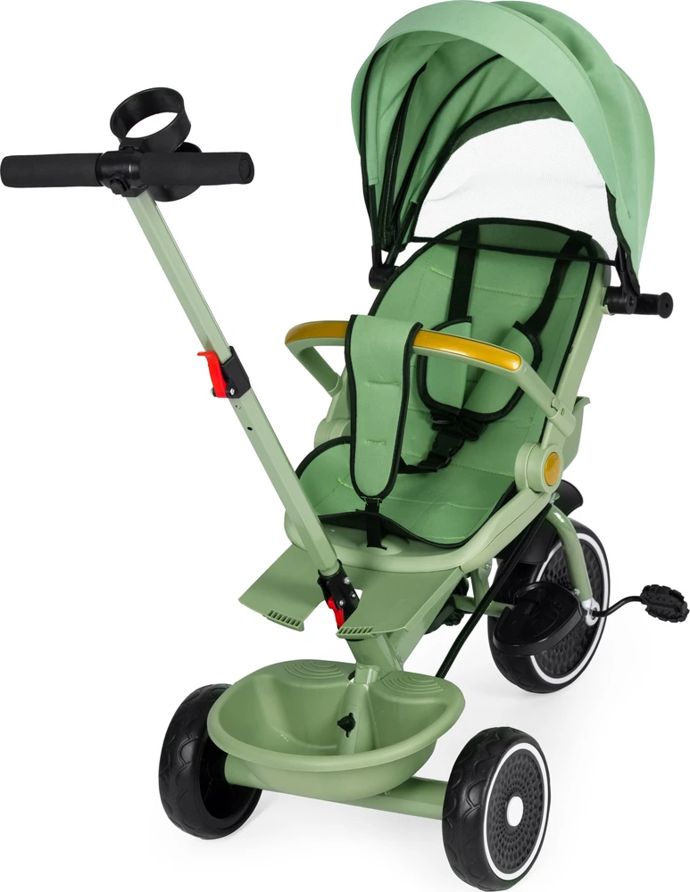 Triratukas 2in1 vežimėlis su pasukama sėdyne ir sulankstomu stogeliu žalias - ECOTOYS