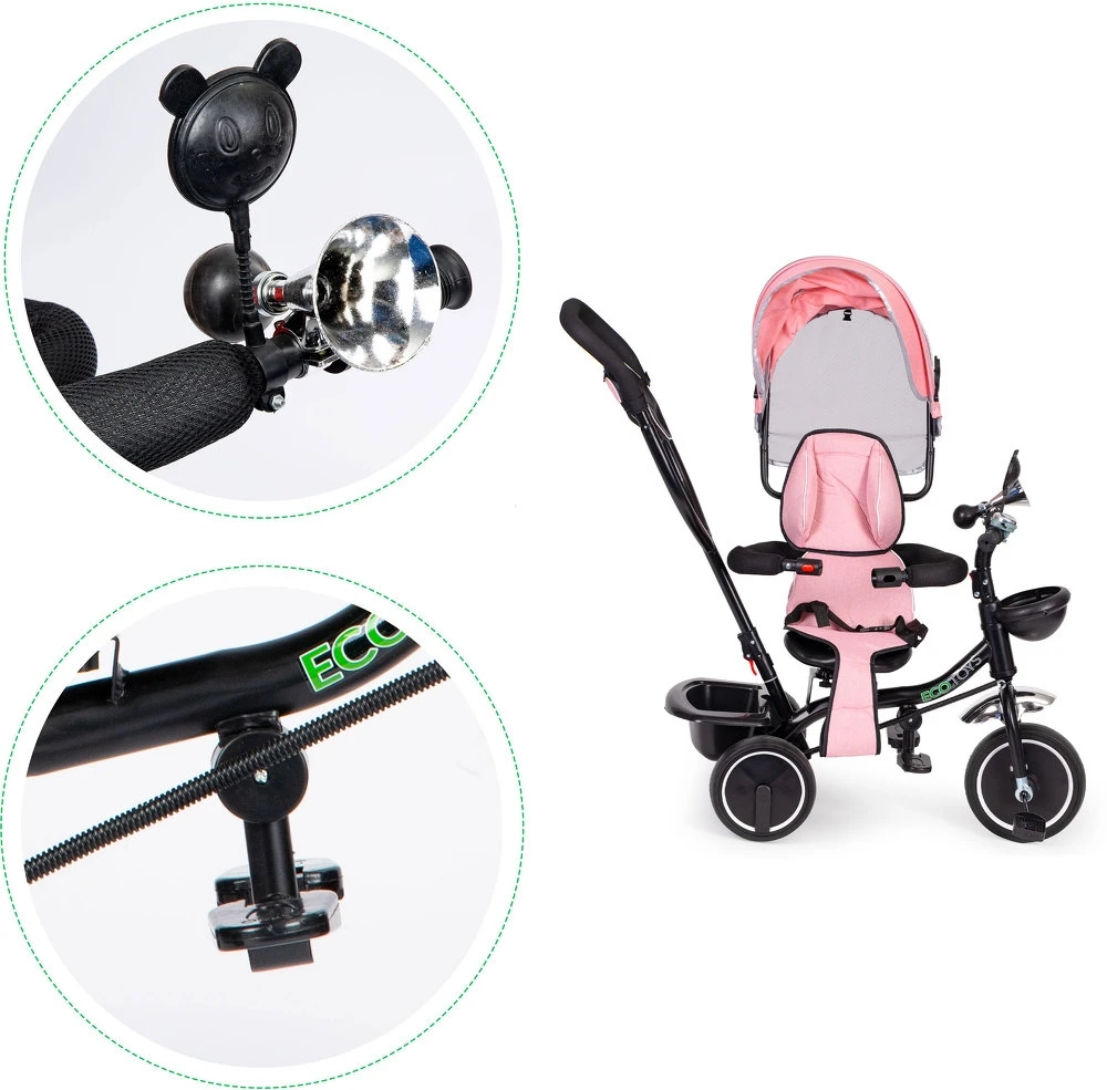 Ecotoys Triratukas su pasukama sėdyne Eco Toys, rožinis