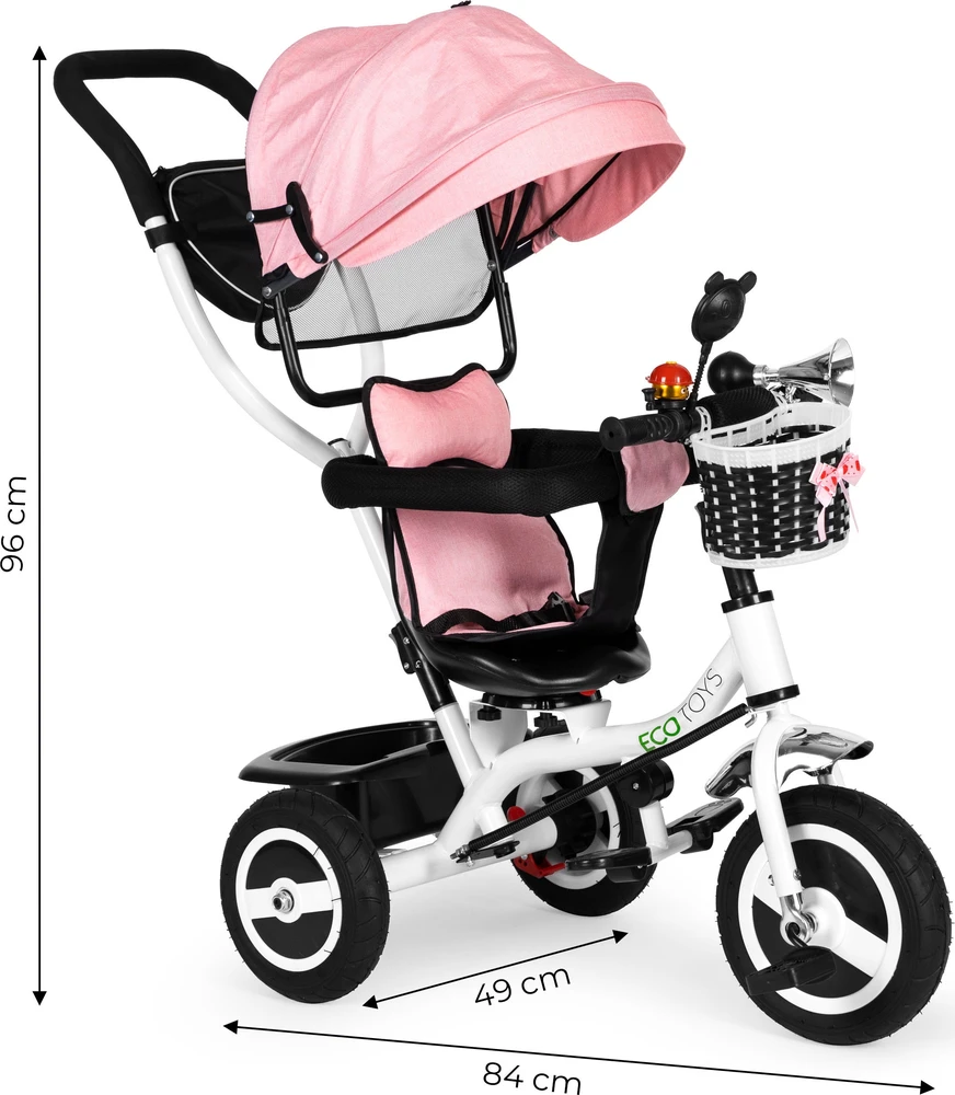 Ecotoys Triratukas Eco Toys, rožinis