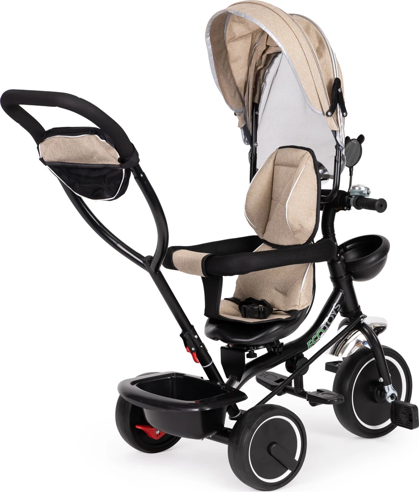 Ecotoys Triratukas su besisukančia sėdyne Eco Toys, smėlio spalvos