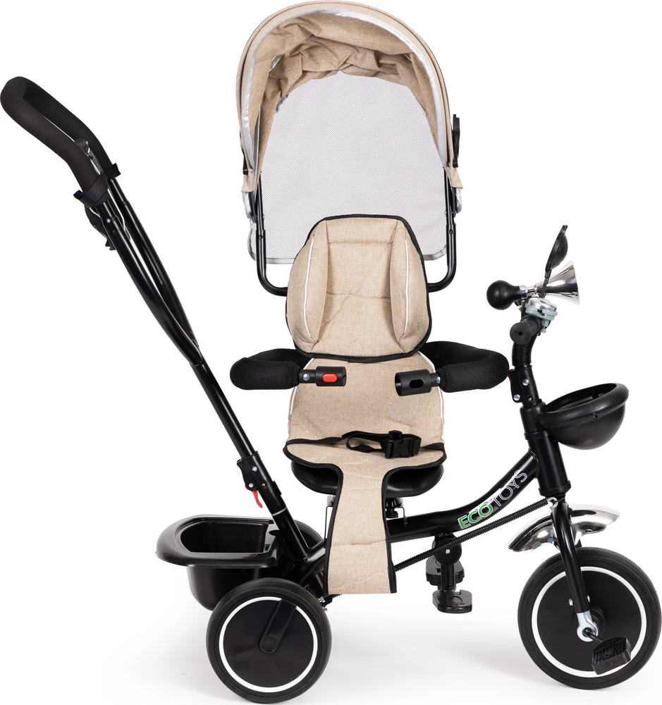 Ecotoys Triratukas su besisukančia sėdyne Eco Toys, smėlio spalvos