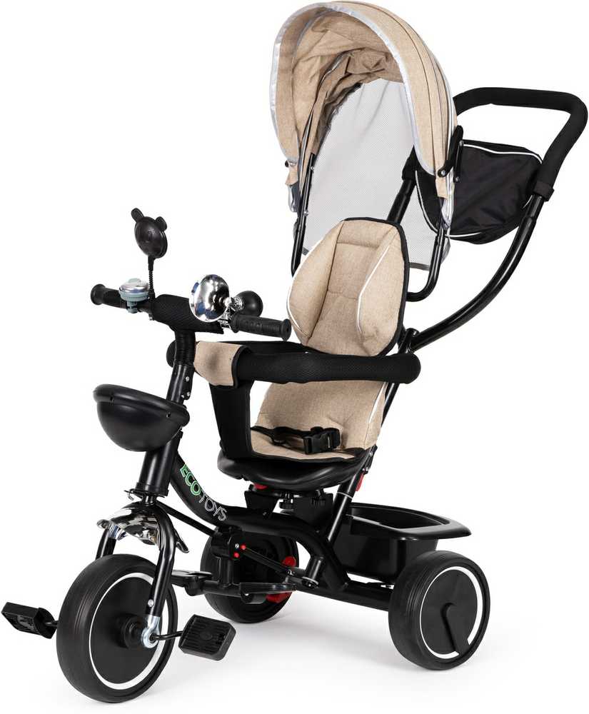 Ecotoys Triratukas su besisukančia sėdyne Eco Toys, smėlio spalvos