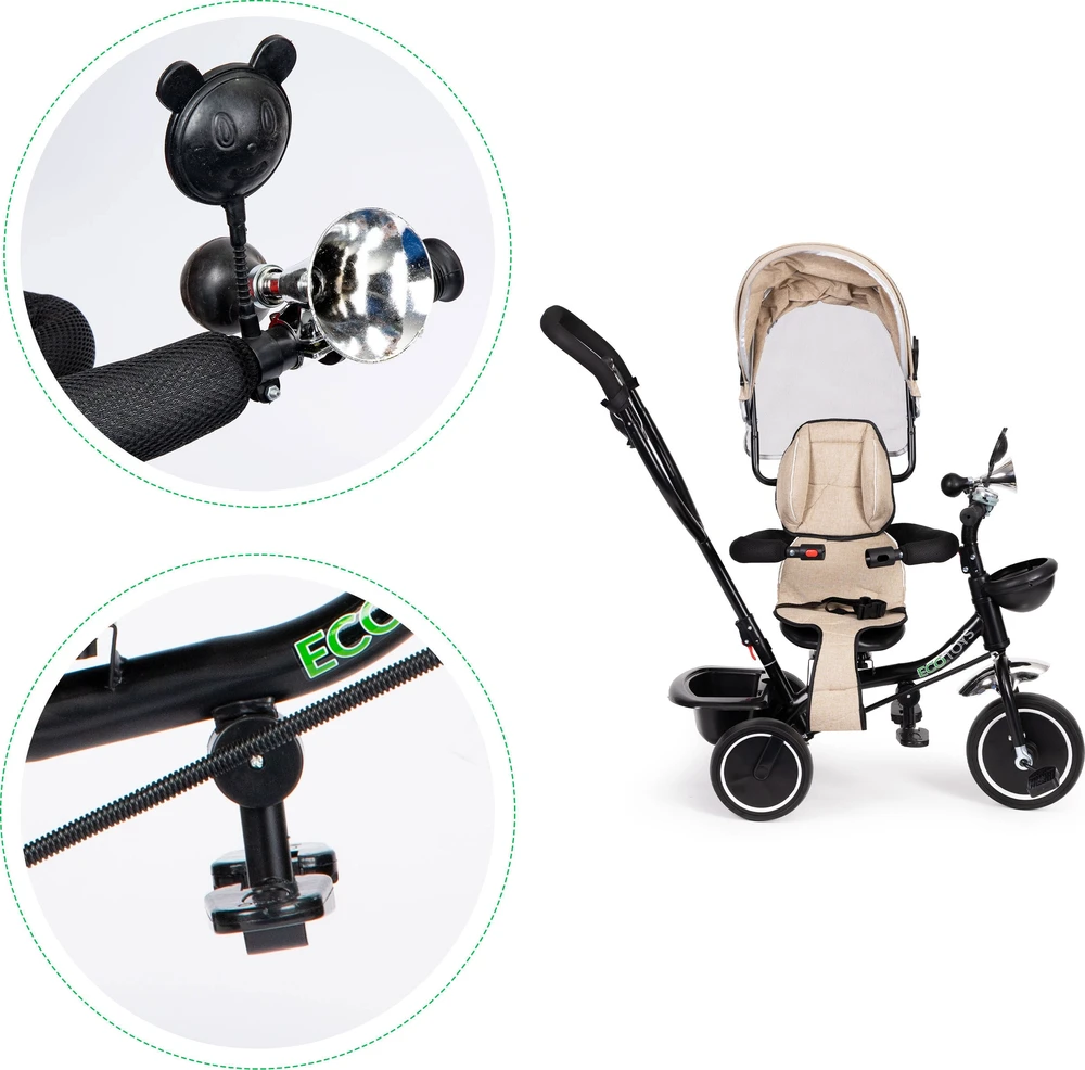Ecotoys Triratukas su besisukančia sėdyne Eco Toys, smėlio spalvos