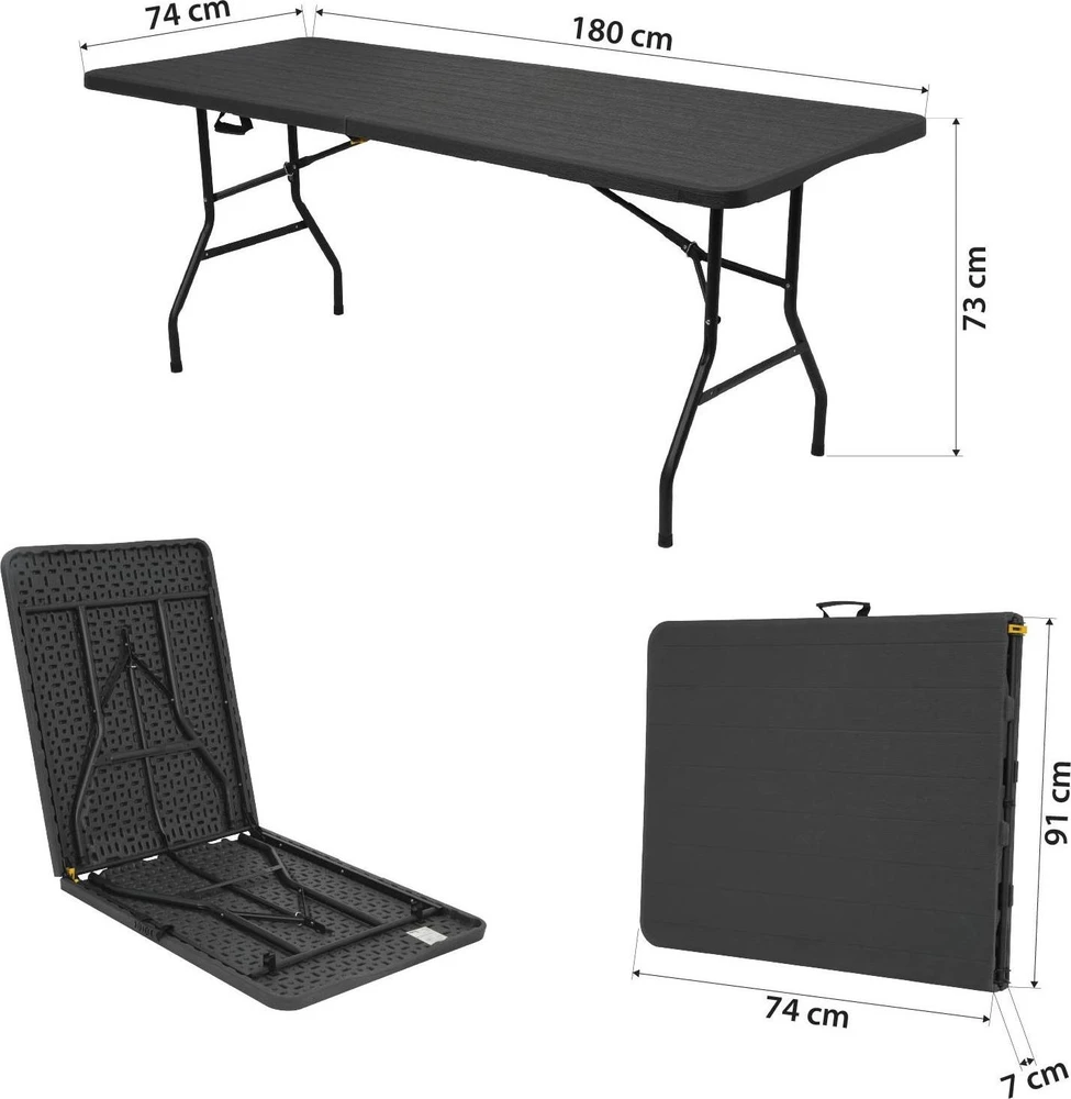 Turistinis stalas NILS CAMP NC1618 180 cm, antracito spalvos