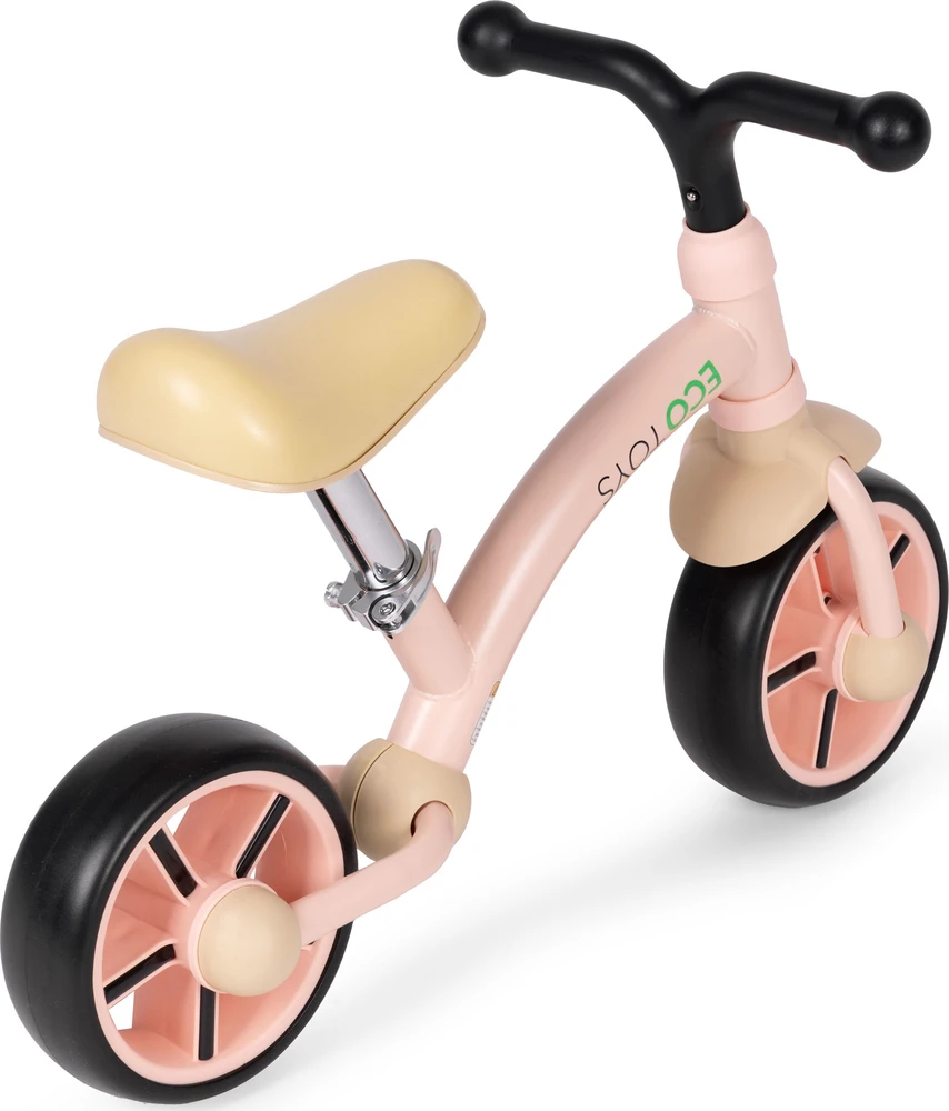 Vaikiškas triratukas EVA ratais ir reguliuojama sėdyne, rožinis, ECOTOYS