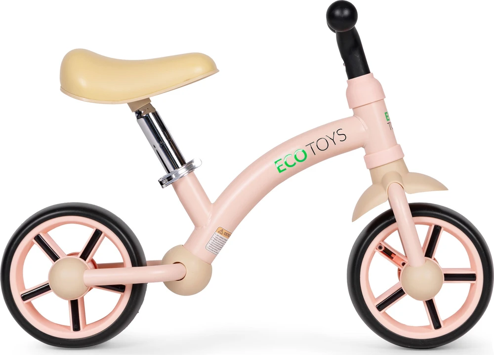 Vaikiškas triratukas EVA ratais ir reguliuojama sėdyne, rožinis, ECOTOYS