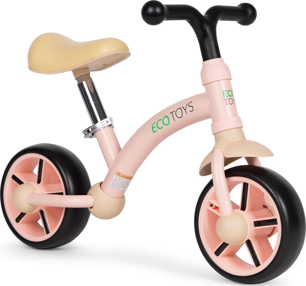 Vaikiškas triratukas EVA ratais ir reguliuojama sėdyne, rožinis, ECOTOYS