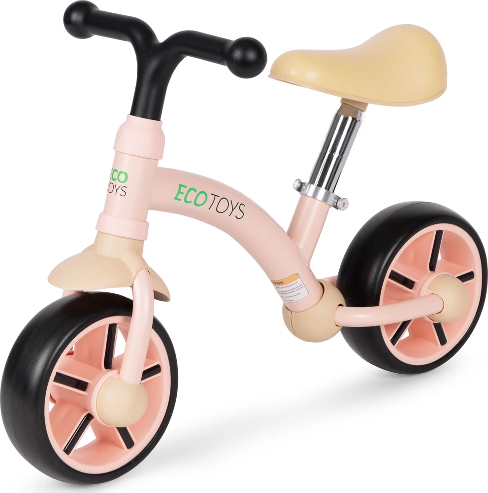 Vaikiškas triratukas EVA ratais ir reguliuojama sėdyne, rožinis, ECOTOYS
