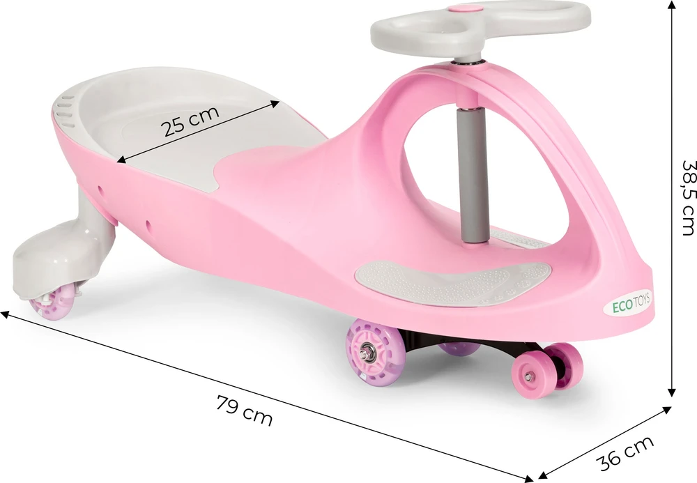 Vaikiškas mašinėlė su LED ratais rožinis ECOTOYS