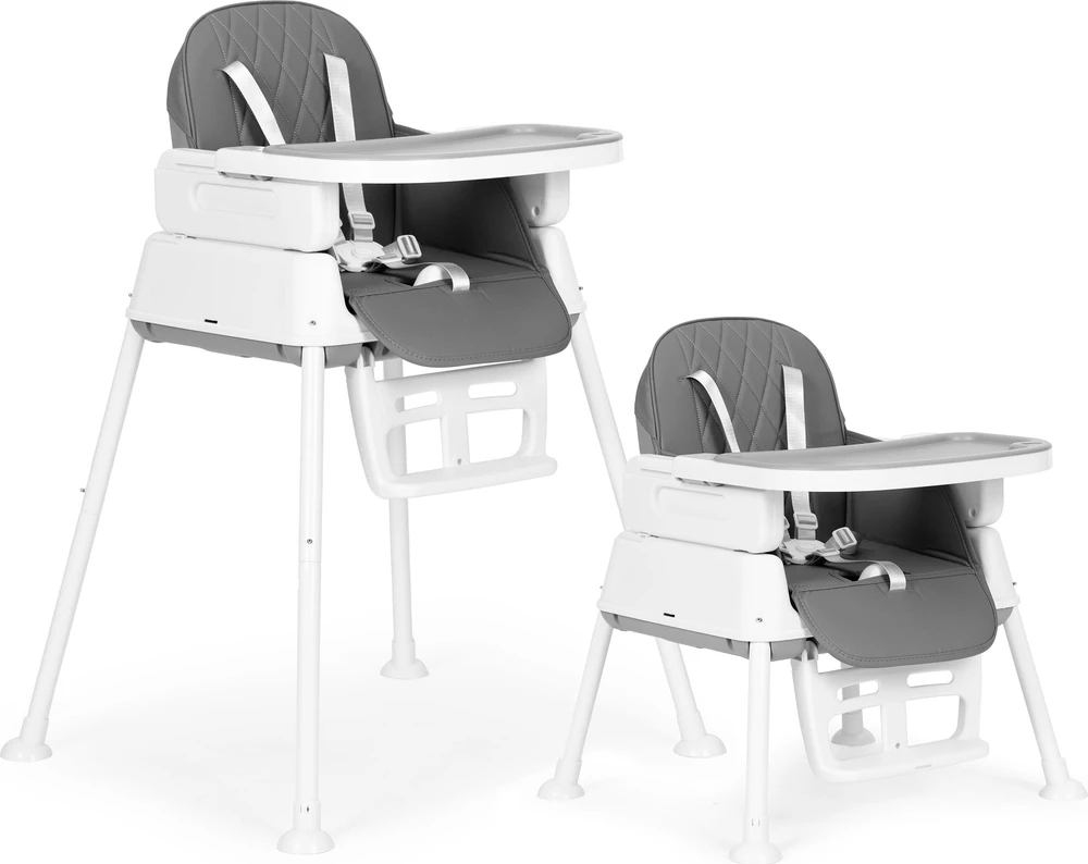 ECOTOYS 3 viename sulankstoma vaikų maitinimo kėdutė pilka