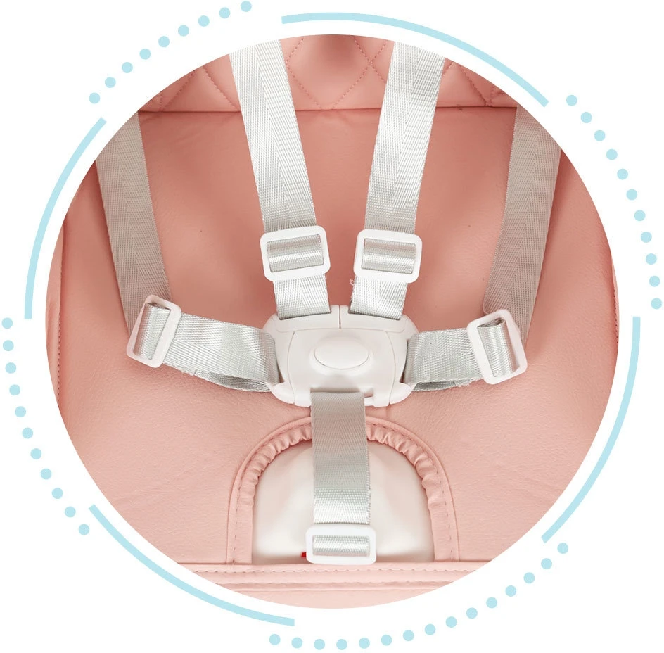 Rožinė ECOTOYS 3-in-1 sulankstoma vaikiška maitinimo kėdutė rožinė