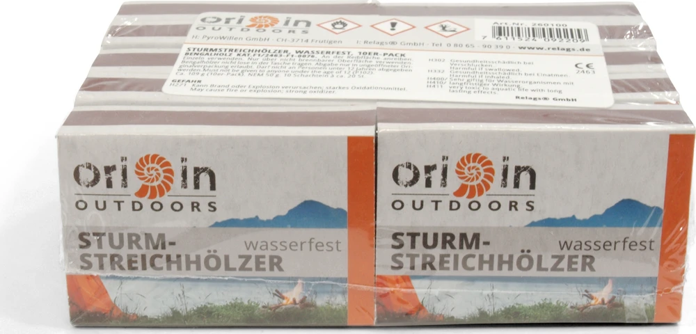 Neužpučiami degtukai Origin Outdoors, 10 dėžučių