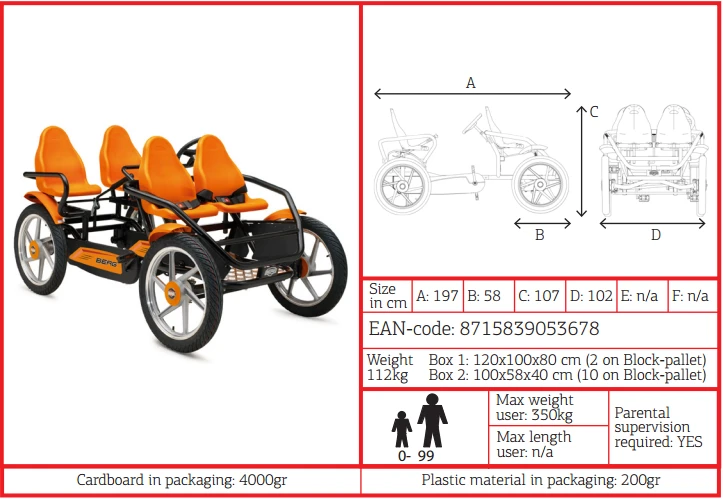 Velomobilis BERG Gran Tour Racer (4 vietų)