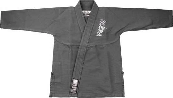 BJJ kimono Venum Contender Kids su baltu diržu, pilkas