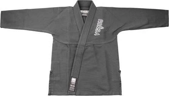 BJJ kimono Venum Contender Kids su baltu diržu, pilkas