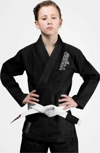Venum Contender vaikiškas BJJ kimono (su nemokamu baltu diržu) – juodas