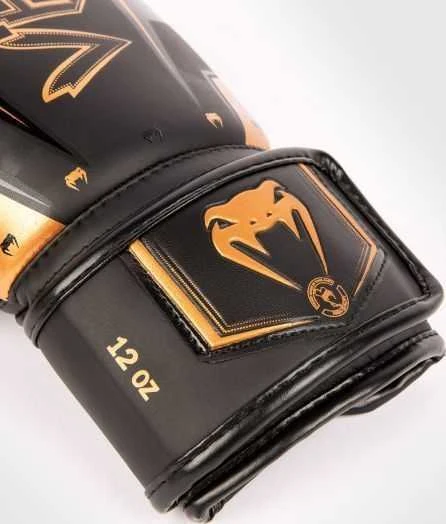Venum Elite Evo bokso pirštinės, juodos/bronzinės
