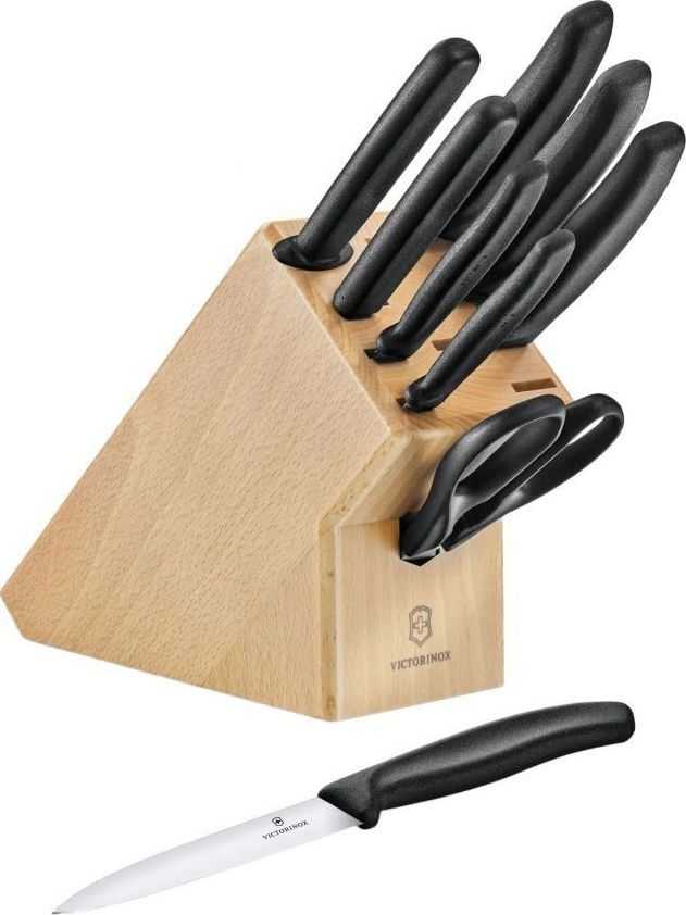 "Victorinox Swiss Classic" virtuvinių peilių blokas 6.7193.9 iš buko medienos