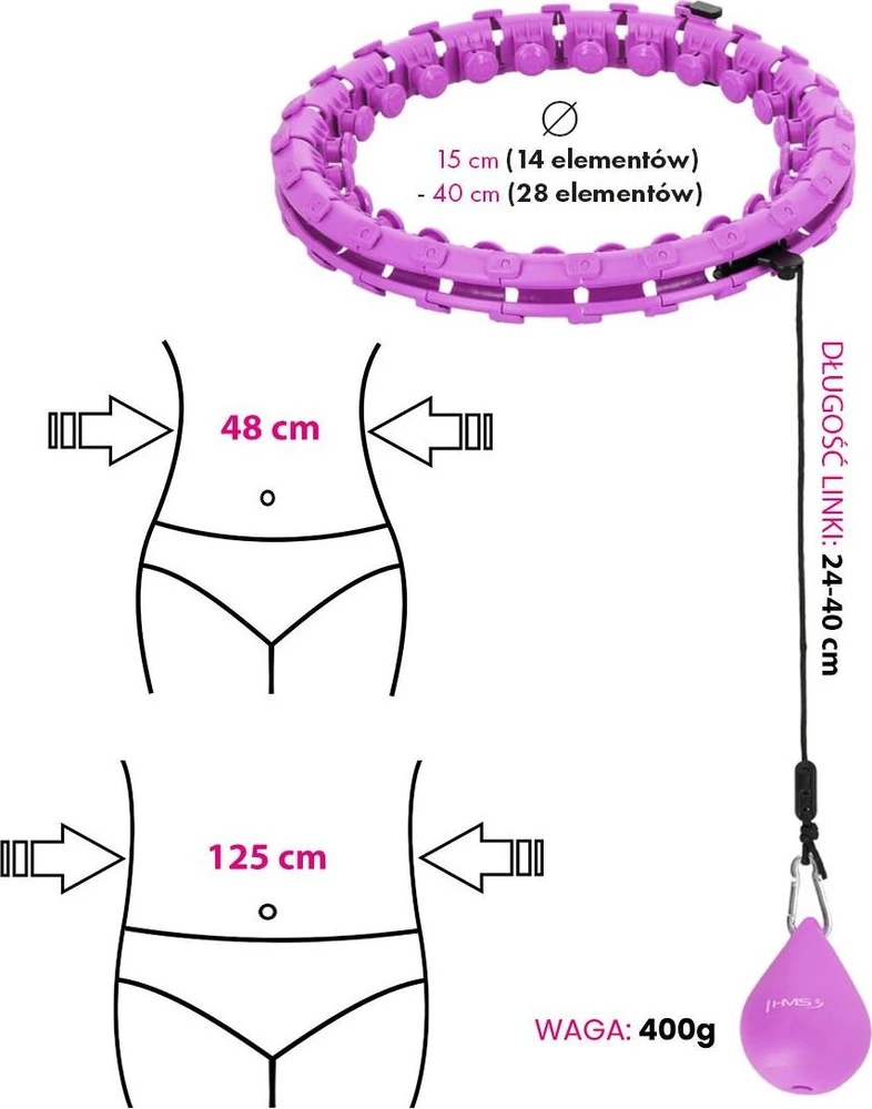 HHW12 PLUS SIZE VIOLET HULA HOOP WITH WEIGHT HMS