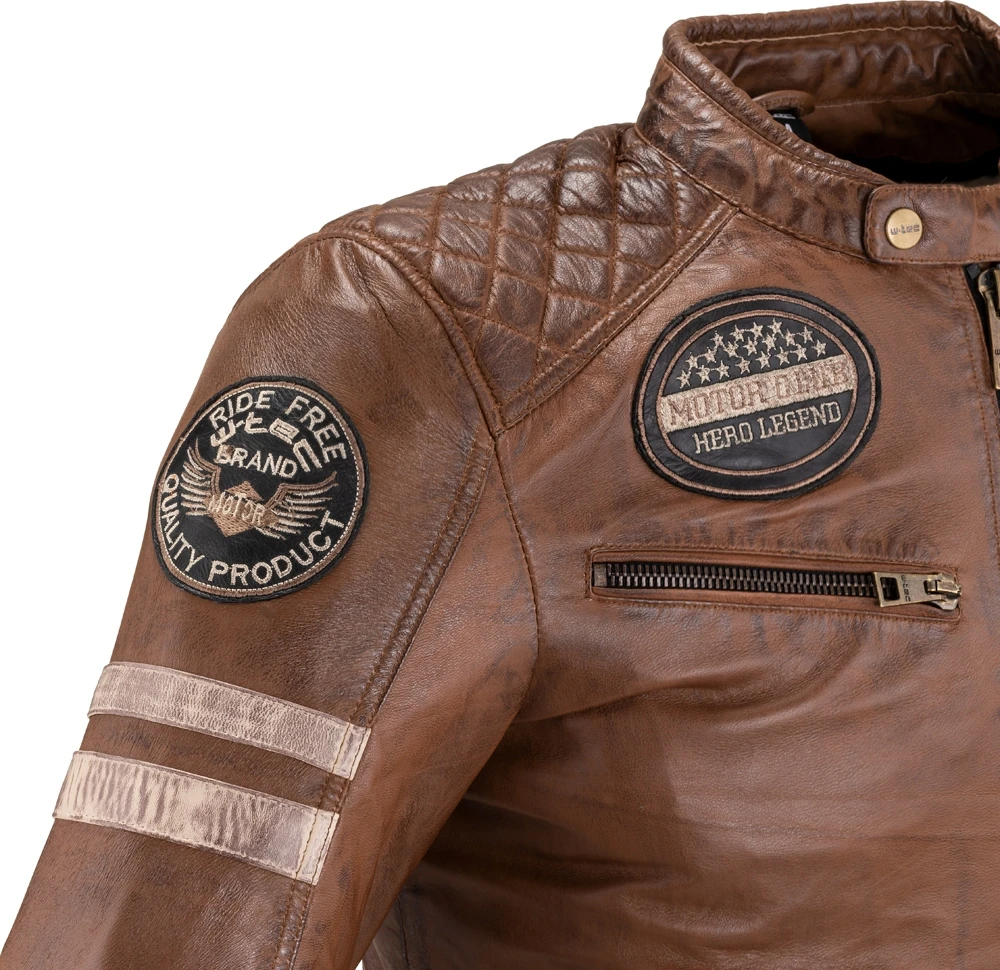 Vyriška moto striukė Jacket W-TEC Milano odinė
