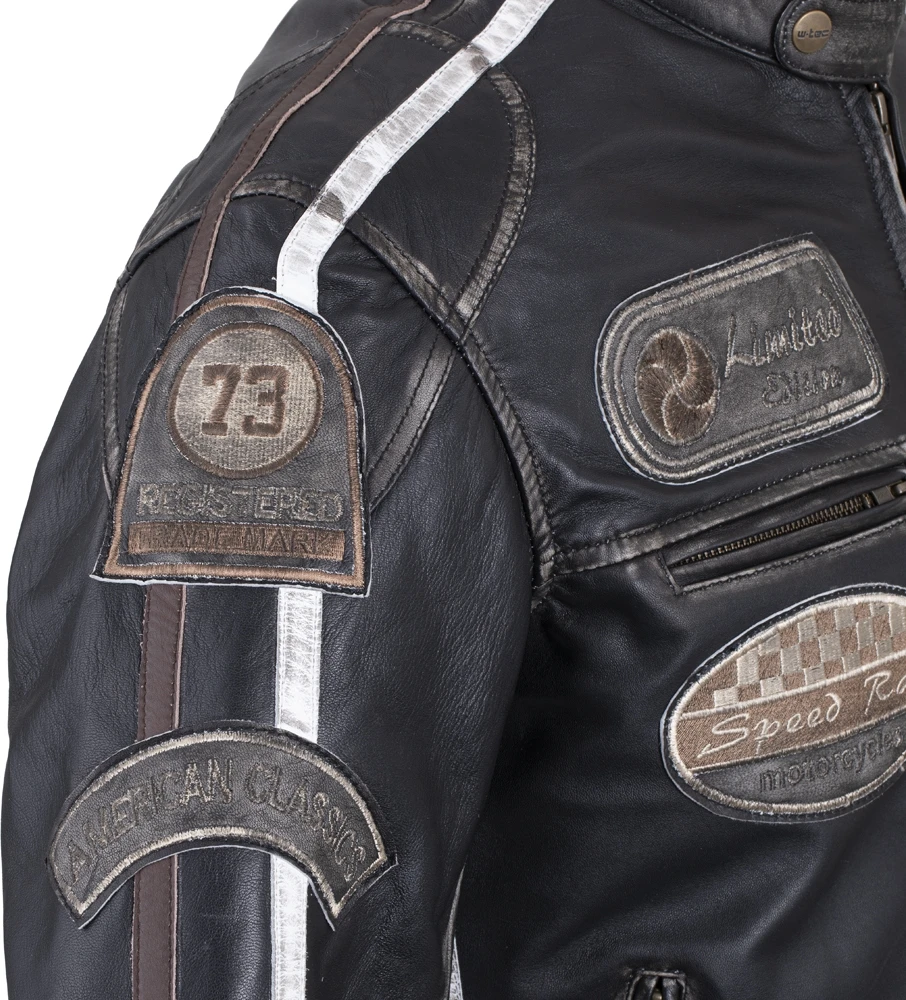 Vyriška odinė motociklininko striukė W-TEC Sheawen Vintage