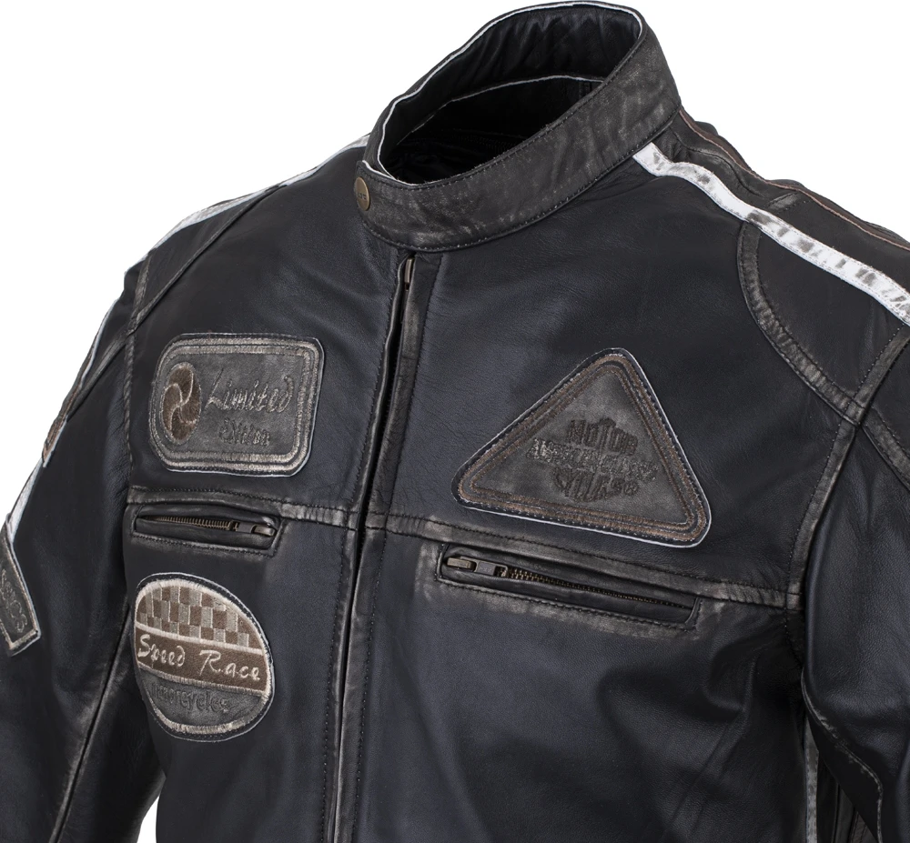 Vyriška odinė motociklininko striukė W-TEC Sheawen Vintage