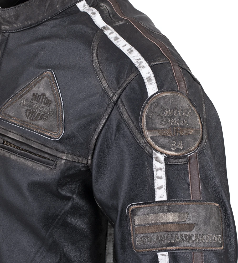 Vyriška odinė motociklininko striukė W-TEC Sheawen Vintage