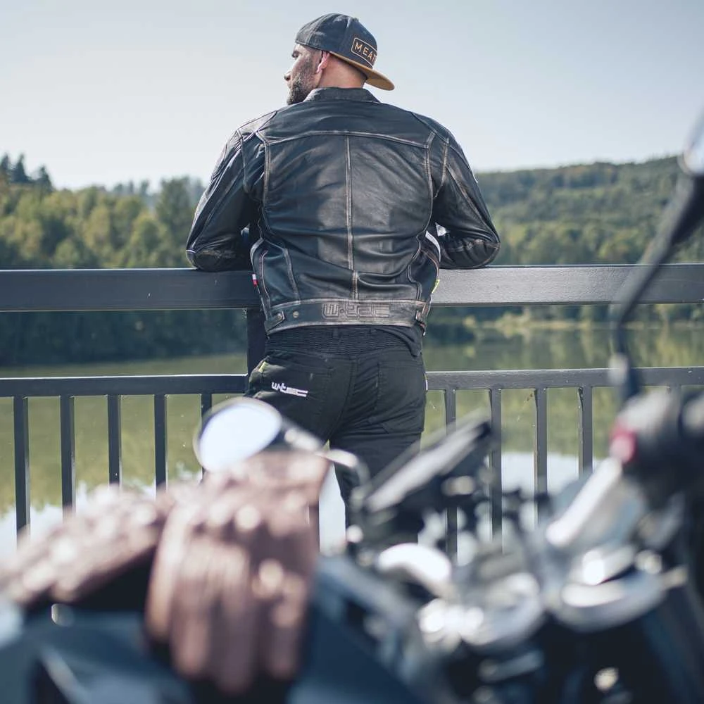 Vyriška odinė motociklininko striukė W-TEC Sheawen Vintage