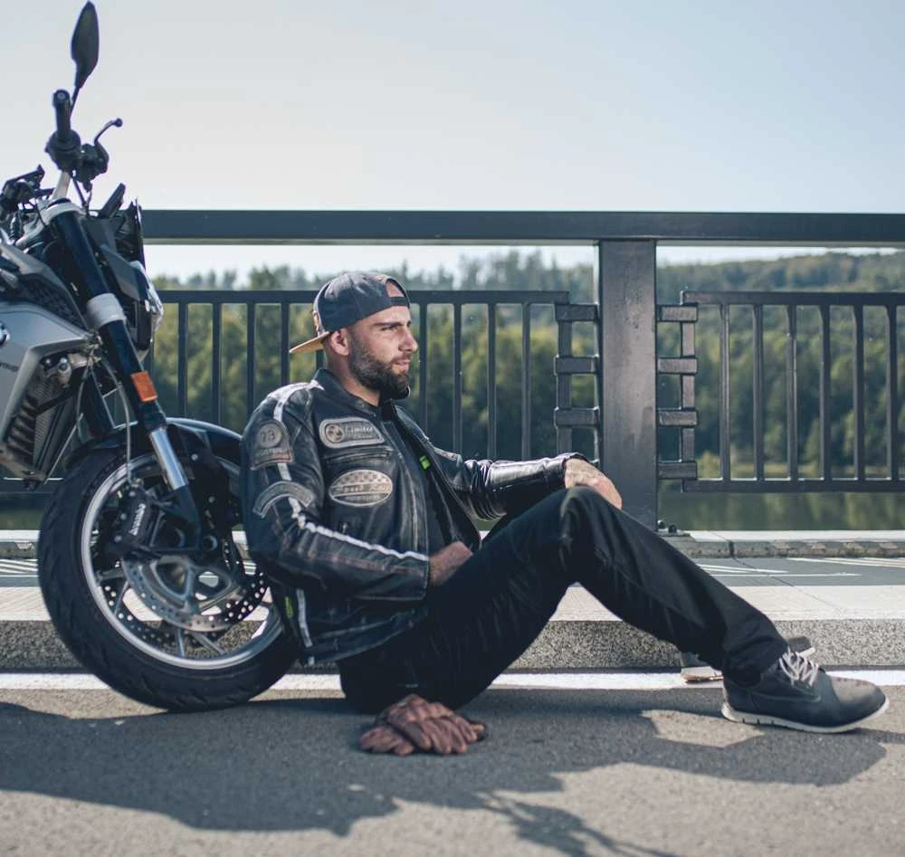 Vyriška odinė motociklininko striukė W-TEC Sheawen Vintage