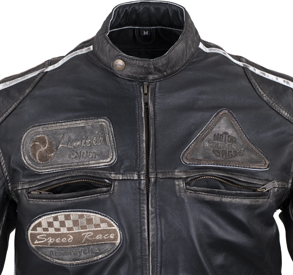 Vyriška odinė motociklininko striukė W-TEC Sheawen Vintage