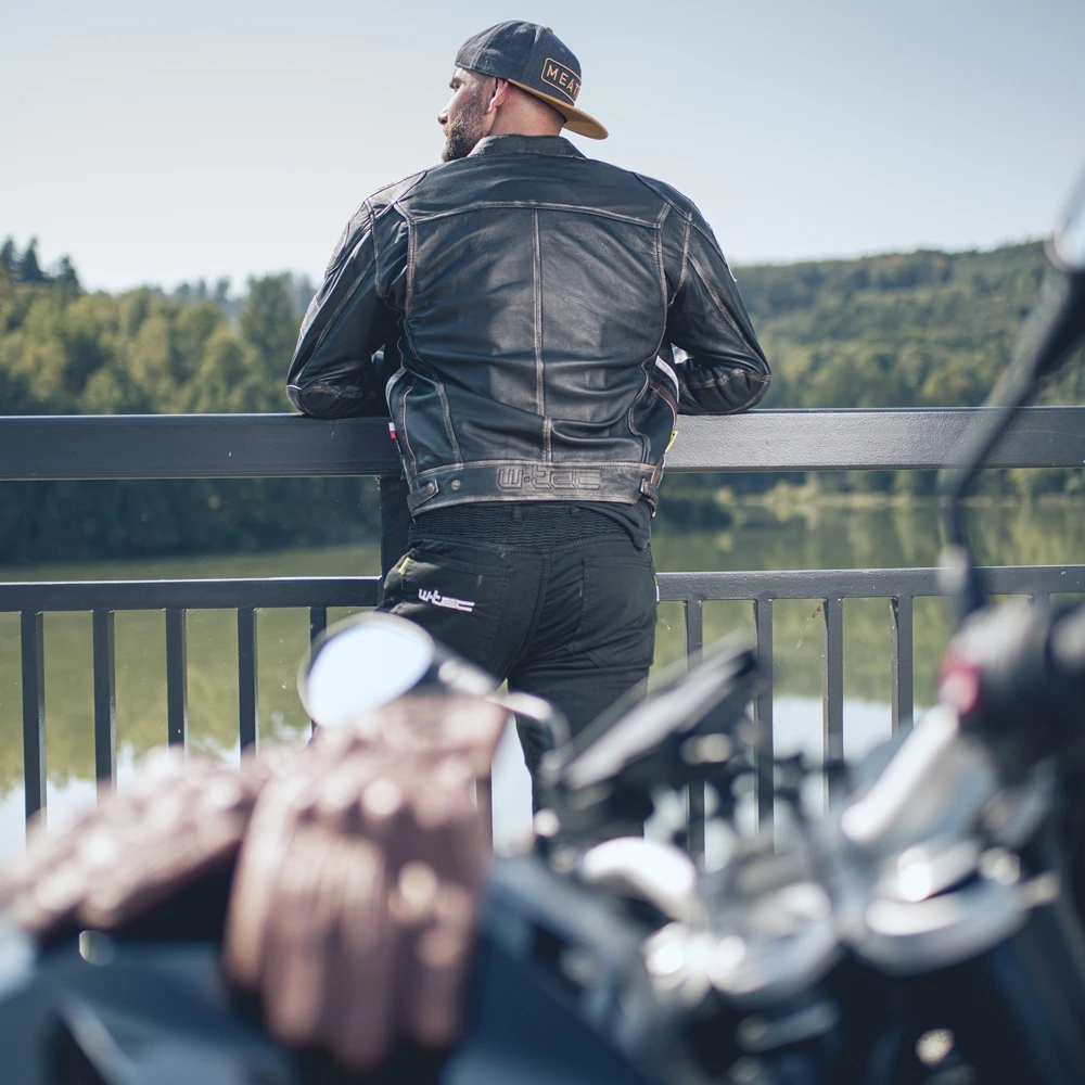 Vyriška odinė motociklininko striukė W-TEC Sheawen Vintage
