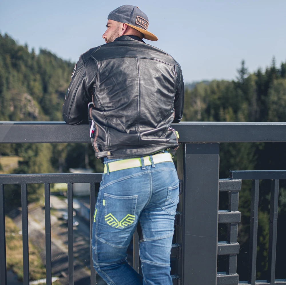 Vyriška odinė motociklininko striukė W-TEC Juodas Cracker