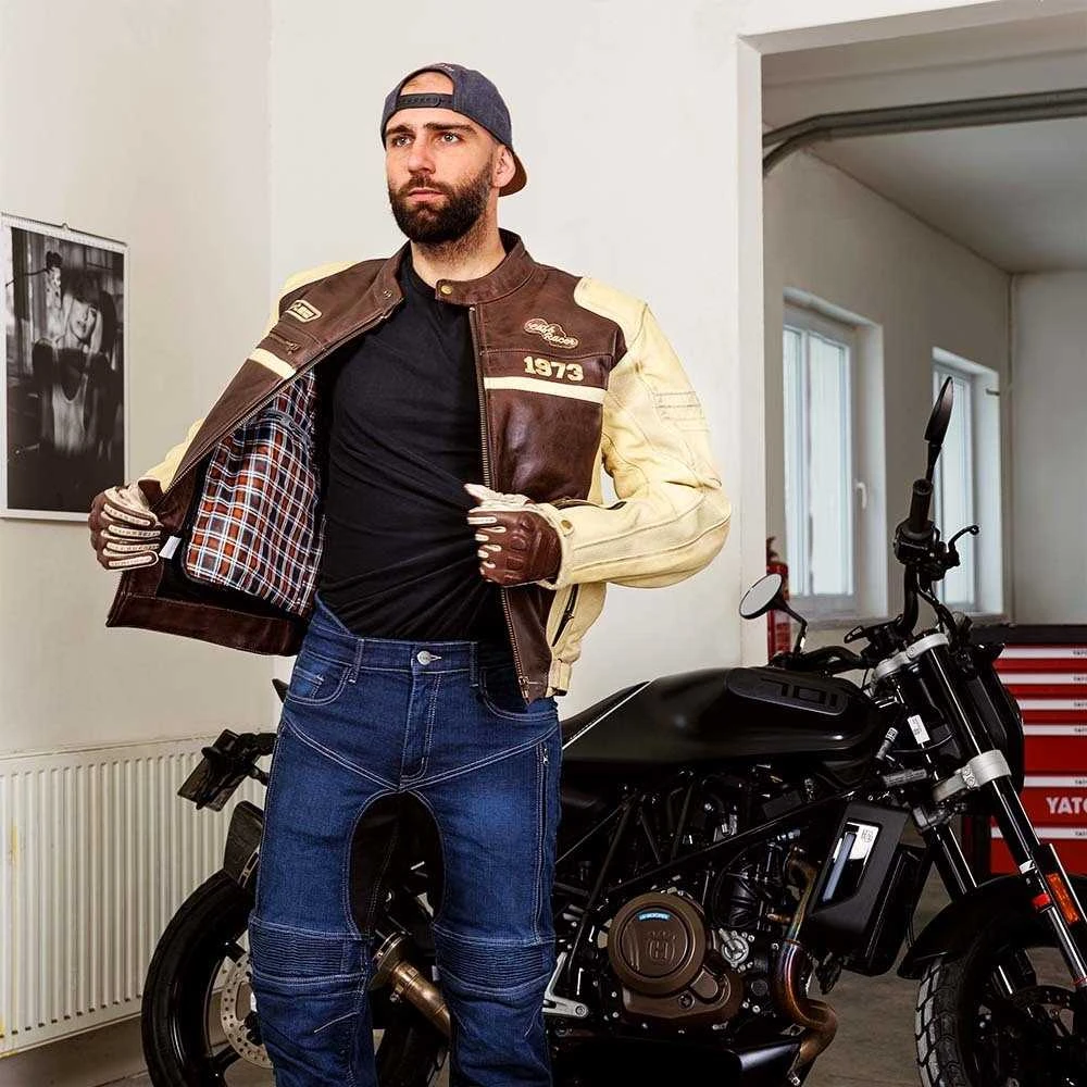 Vyriška odinė motociklo striukė W-TEC Retro