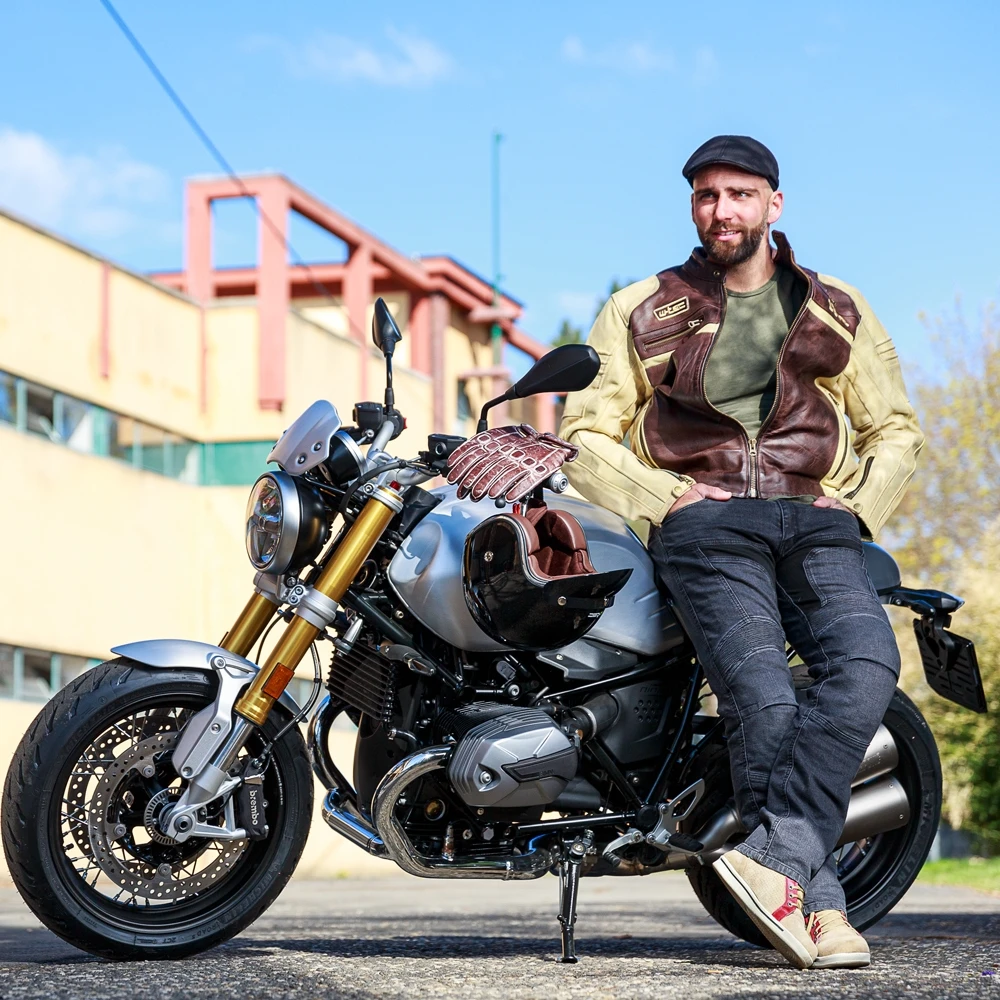 Vyriška odinė motociklo striukė W-TEC Retro