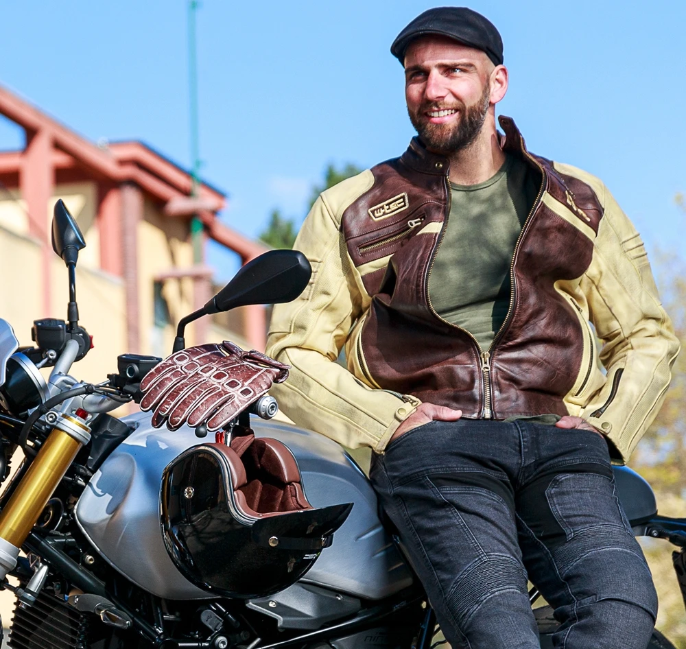 Vyriška odinė motociklo striukė W-TEC Retro