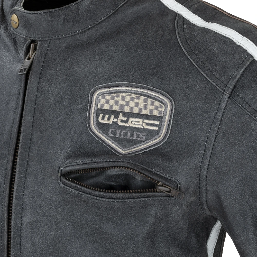 Vyriškas odinis moto švarkas W-TEC Dark Pilkas Vintage