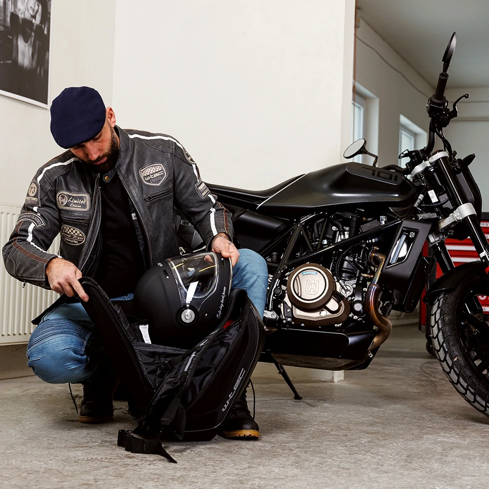 Vyriškas odinis moto švarkas W-TEC Dark Pilkas Vintage